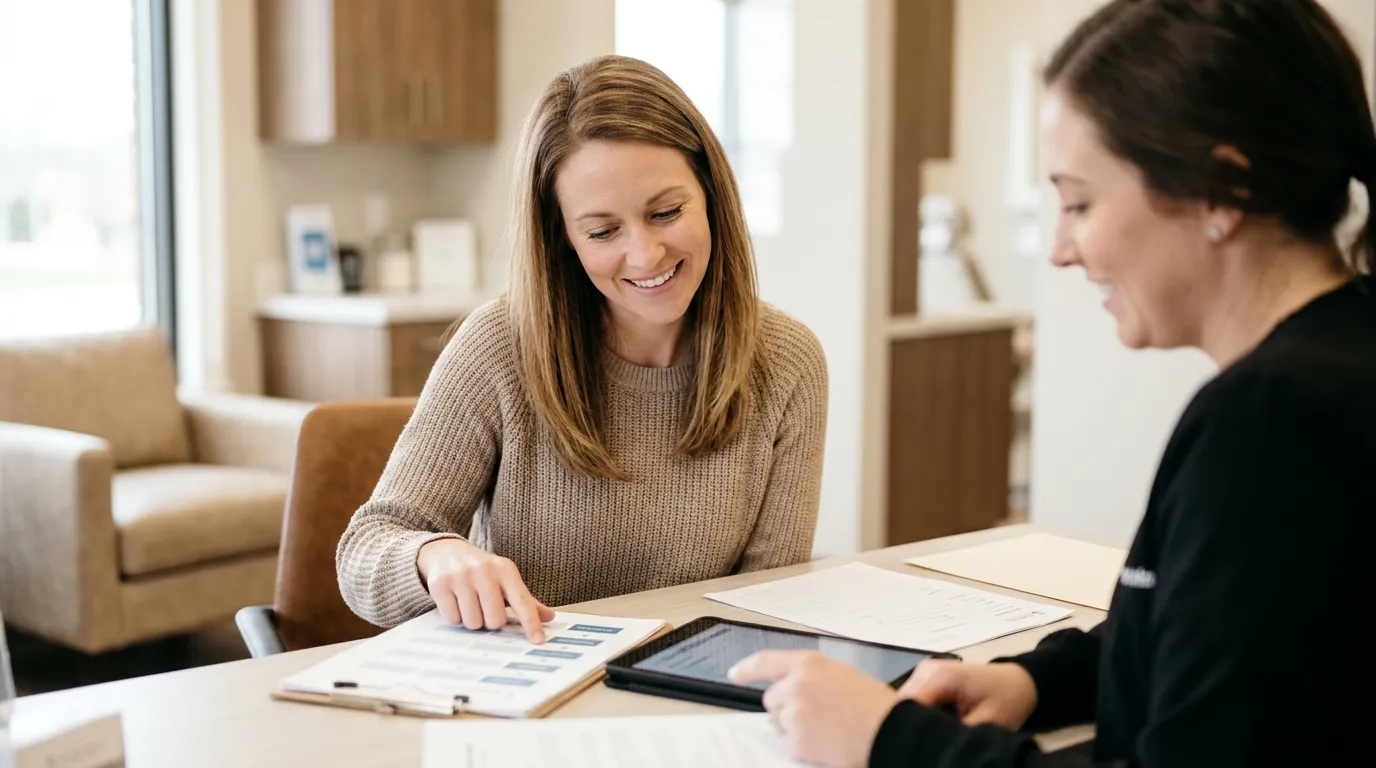 Happy patient reviewing flexible dental financing options